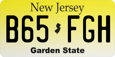 NJ license plate B65FGH