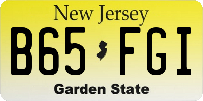 NJ license plate B65FGI