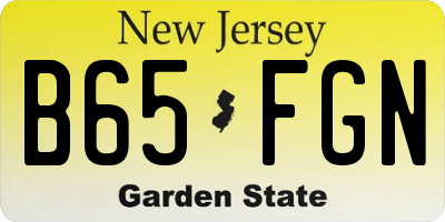 NJ license plate B65FGN