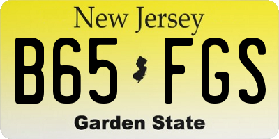 NJ license plate B65FGS