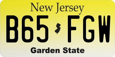 NJ license plate B65FGW