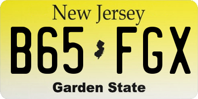 NJ license plate B65FGX