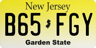 NJ license plate B65FGY
