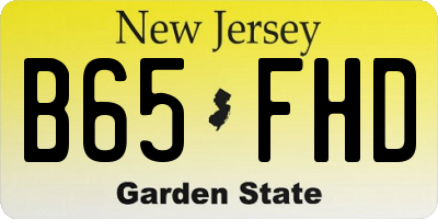 NJ license plate B65FHD