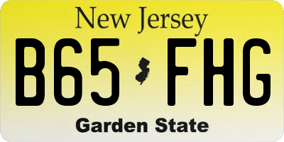 NJ license plate B65FHG
