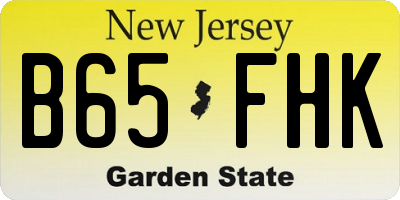 NJ license plate B65FHK