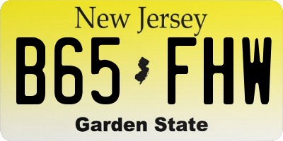 NJ license plate B65FHW