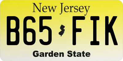 NJ license plate B65FIK