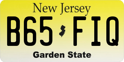 NJ license plate B65FIQ