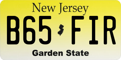 NJ license plate B65FIR