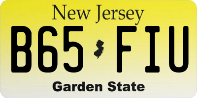 NJ license plate B65FIU
