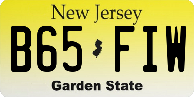 NJ license plate B65FIW