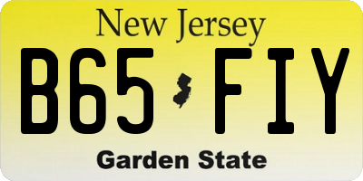 NJ license plate B65FIY