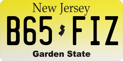 NJ license plate B65FIZ