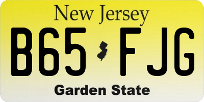 NJ license plate B65FJG