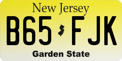 NJ license plate B65FJK