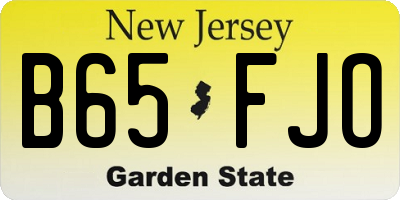 NJ license plate B65FJO