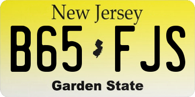 NJ license plate B65FJS