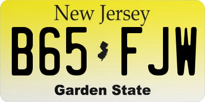 NJ license plate B65FJW