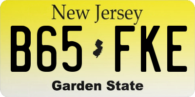 NJ license plate B65FKE