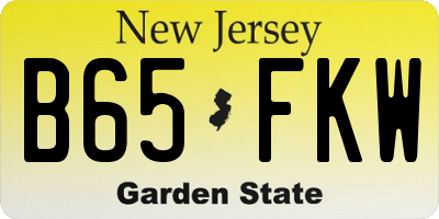 NJ license plate B65FKW