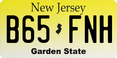 NJ license plate B65FNH