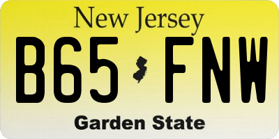 NJ license plate B65FNW
