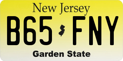 NJ license plate B65FNY