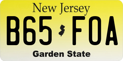 NJ license plate B65FOA
