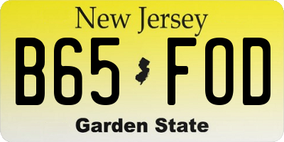 NJ license plate B65FOD