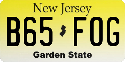NJ license plate B65FOG