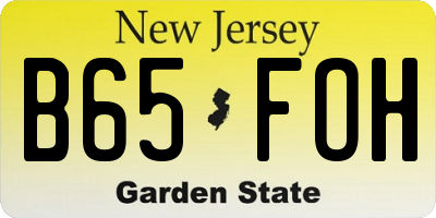 NJ license plate B65FOH