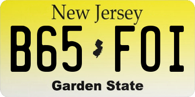 NJ license plate B65FOI