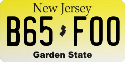 NJ license plate B65FOO