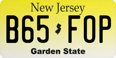 NJ license plate B65FOP