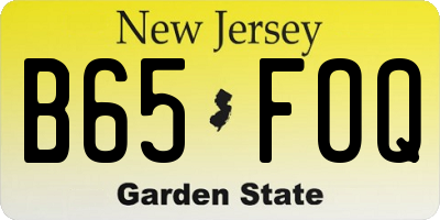 NJ license plate B65FOQ
