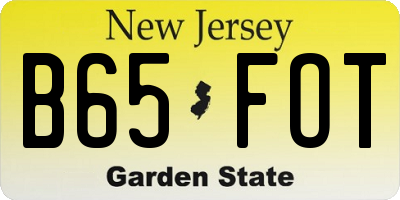NJ license plate B65FOT