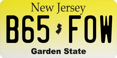 NJ license plate B65FOW