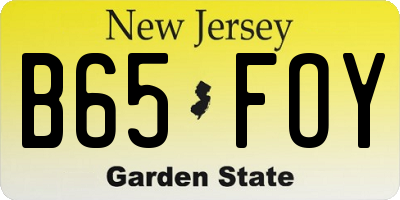NJ license plate B65FOY