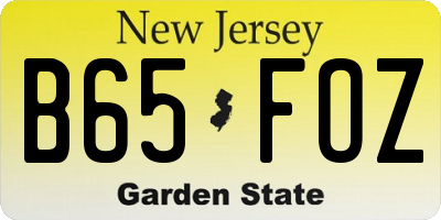 NJ license plate B65FOZ
