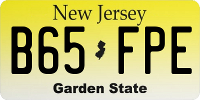 NJ license plate B65FPE