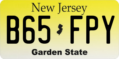 NJ license plate B65FPY