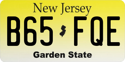 NJ license plate B65FQE