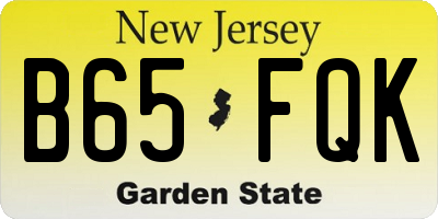 NJ license plate B65FQK
