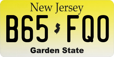 NJ license plate B65FQO