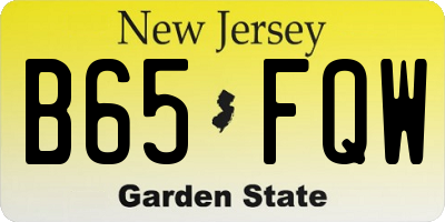 NJ license plate B65FQW