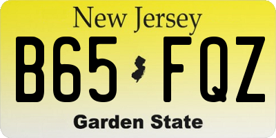 NJ license plate B65FQZ