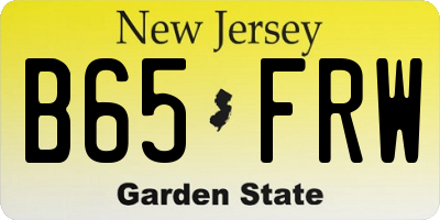 NJ license plate B65FRW