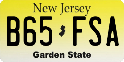 NJ license plate B65FSA