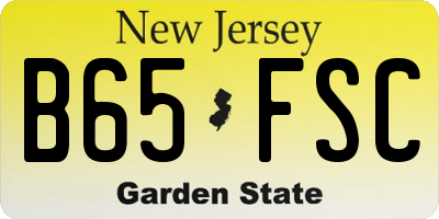 NJ license plate B65FSC